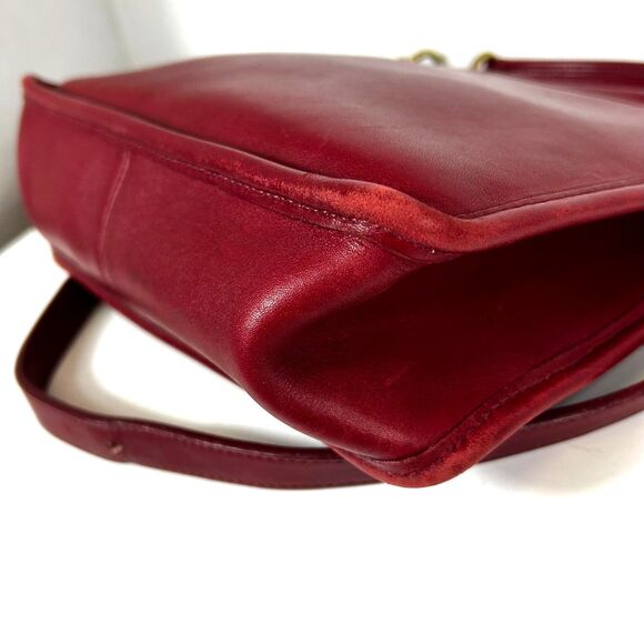Coach Vintage 9927 Willis Red Leather Brass Top Handle Satchel Shoulder Bag - Picture 11 of 16